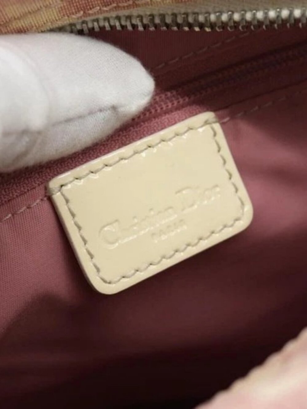 Christian Dior Trotter Canvas Shoulder Bag PVC Pink Silver Auth BA13409 - Picture 11 of 16